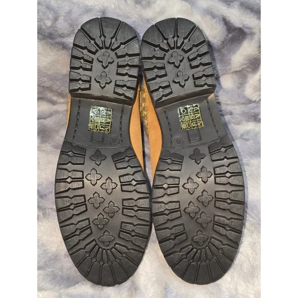 NWB Very Volatile Pullman Tan Suede Knit Collar Lace Up Hiker Boots PVV802 SZ 8 - Picture 6 of 9